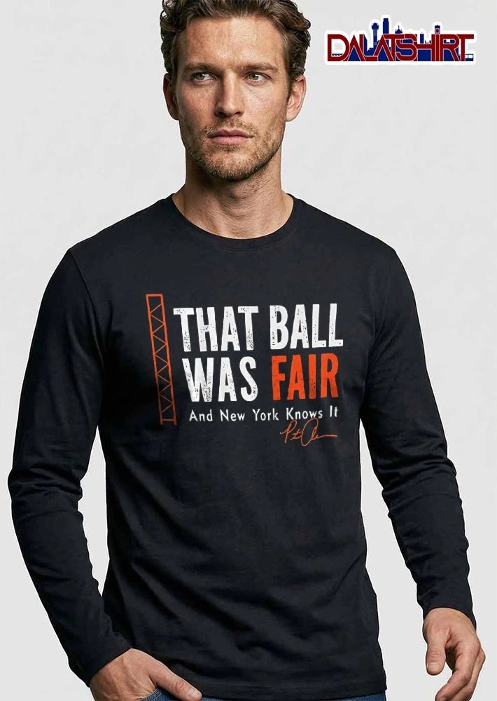 That Ball Was Fair And New York Knows It Orange Foul Pole Line Art shirt