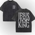 Jesus Is King Shirt Vintage Christian Tee Faith Graphic Oversized Acid Wash S3XL