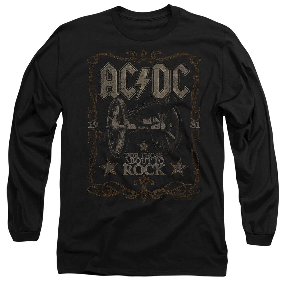 ACDC Rock Label Mens Long Sleeve T-Shirt, Black