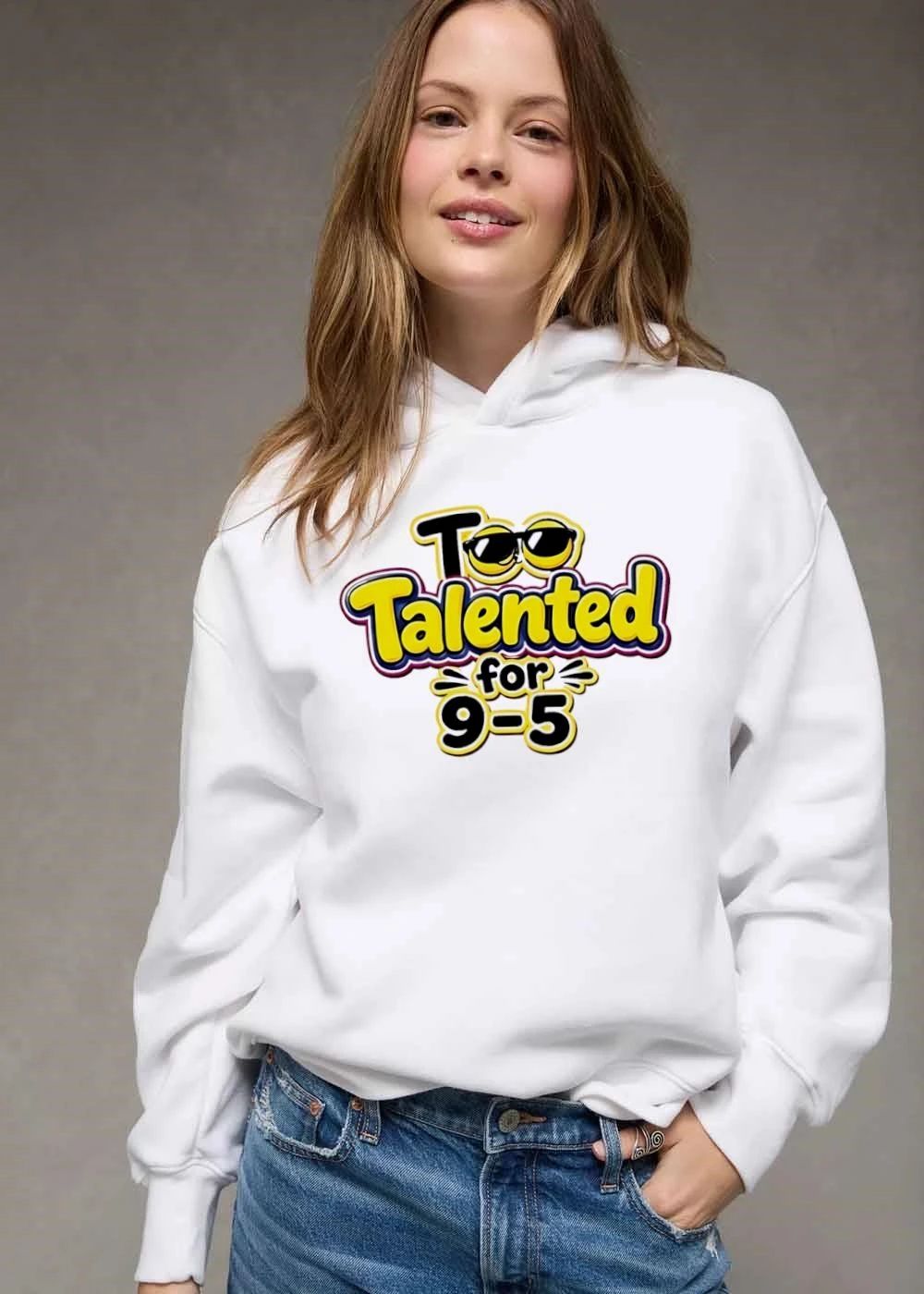 Too Talented For 9 5 Yellow Cartoon Bubble Text Emoji Sunglasses shirt