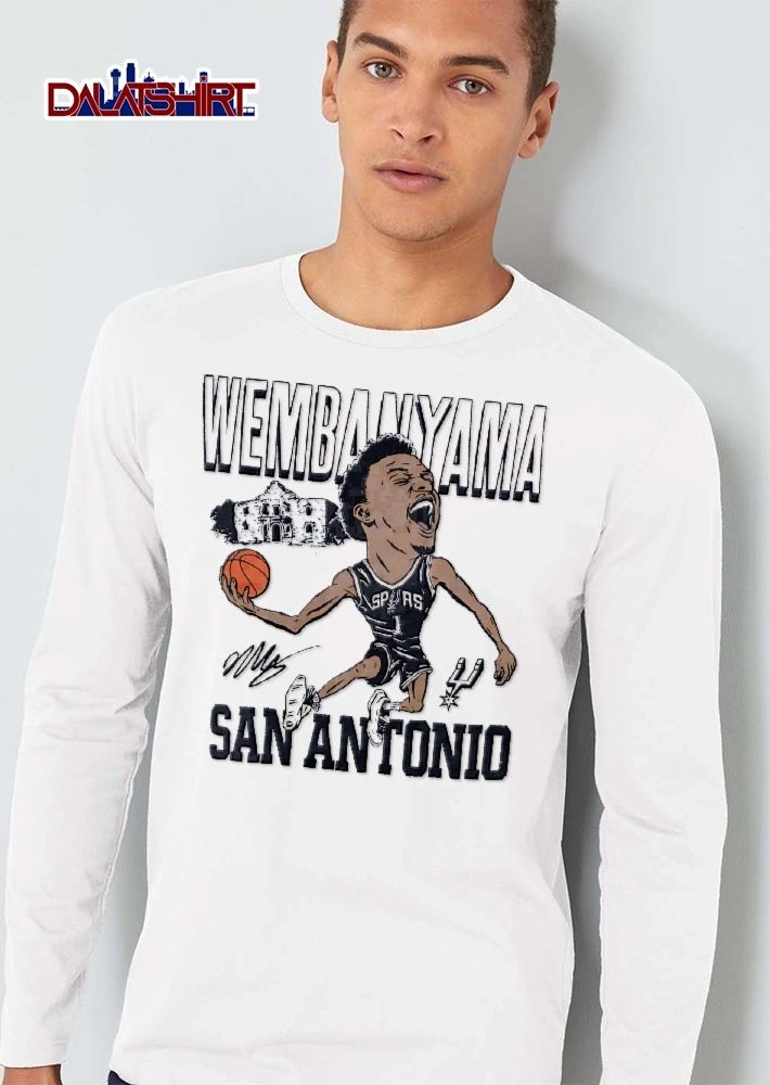 San Antonio Spurs NBA Wembanyama Cartoon Caricature Alamo Basketball shirt