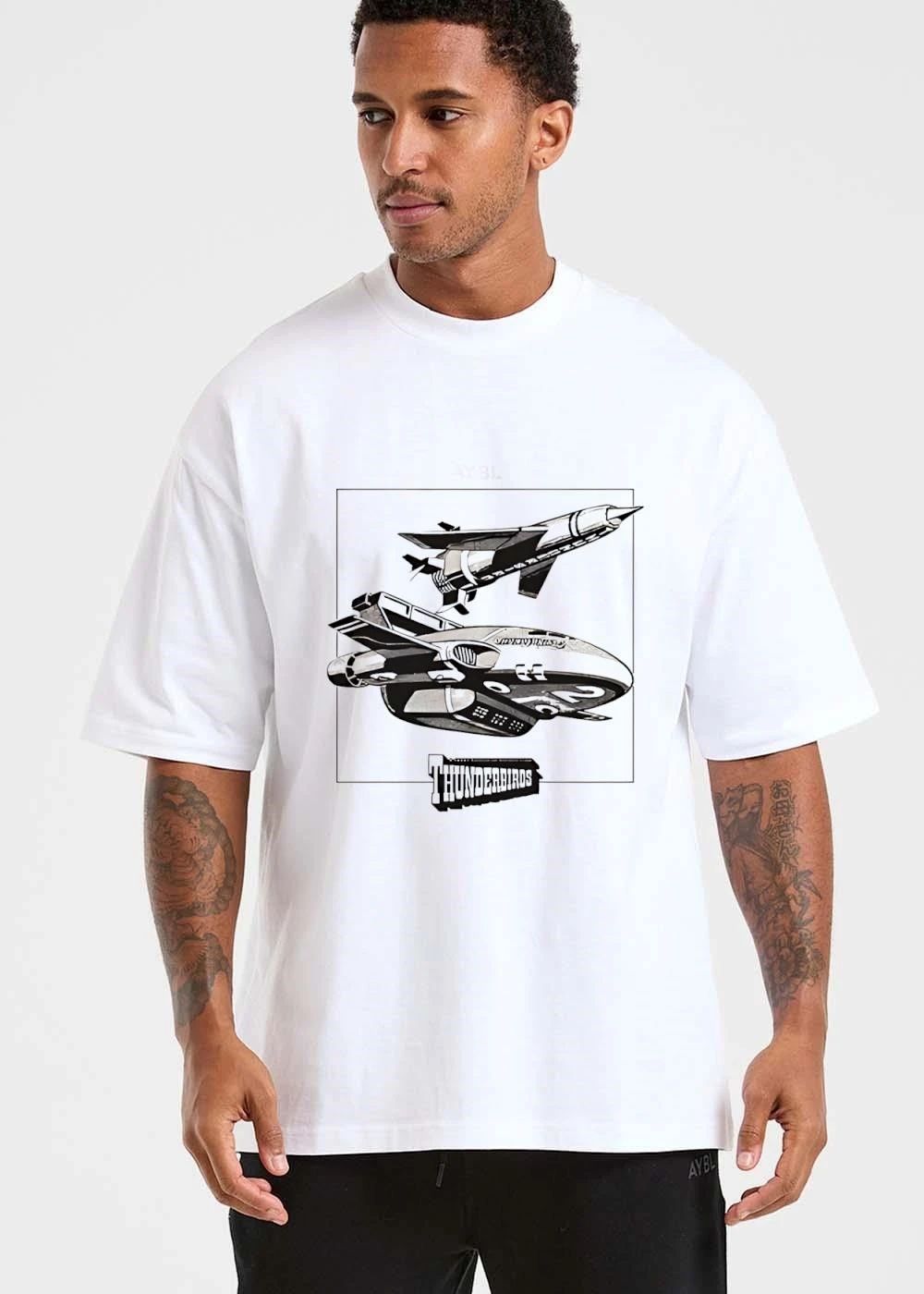 Thunderbirds Futuristic Rocket Spacecraft Flying Line Art shirt