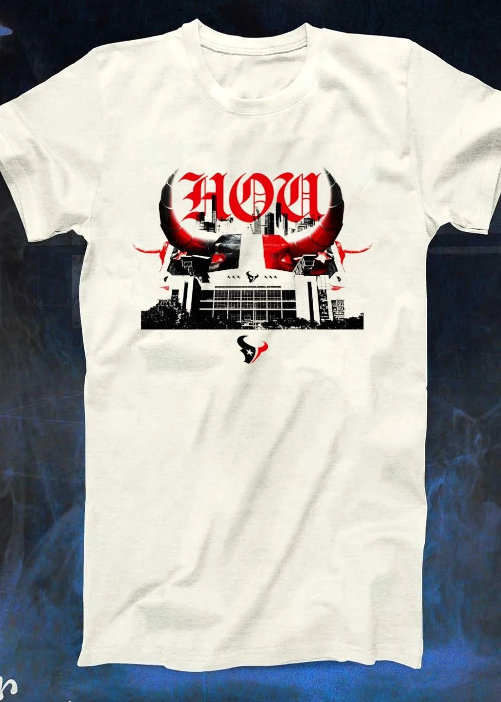 HOU Houston Texans Logo Skyline Bull Horns T-Shirt