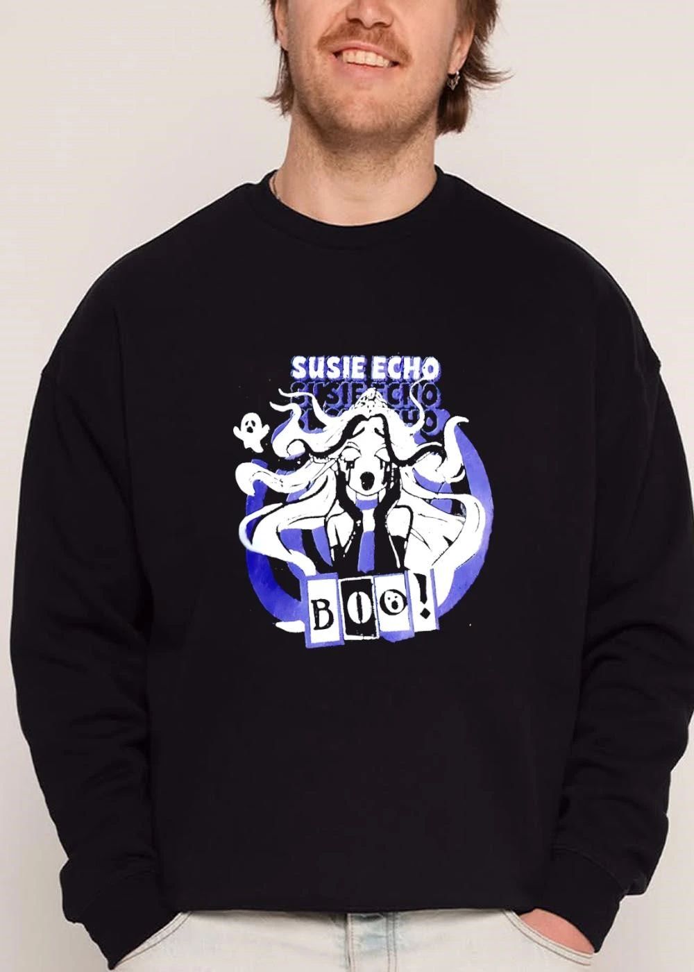 Boo Susie Echo Crying Anime Girl Small Ghost Purple Crescent shirt