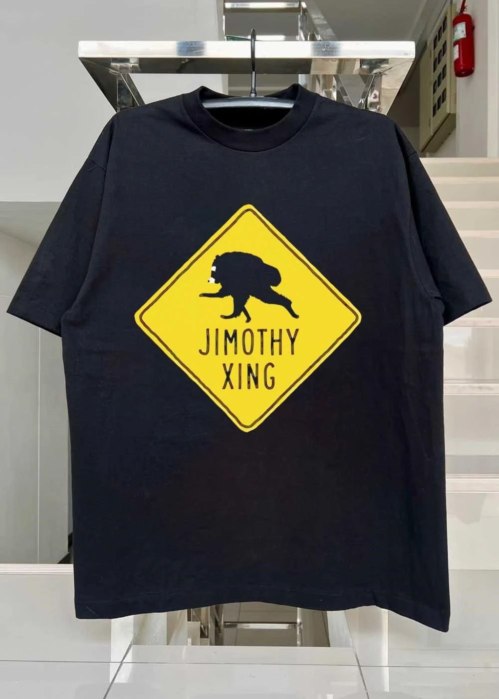Jimothy Crossing Road Sign Raccoon T-Shirt
