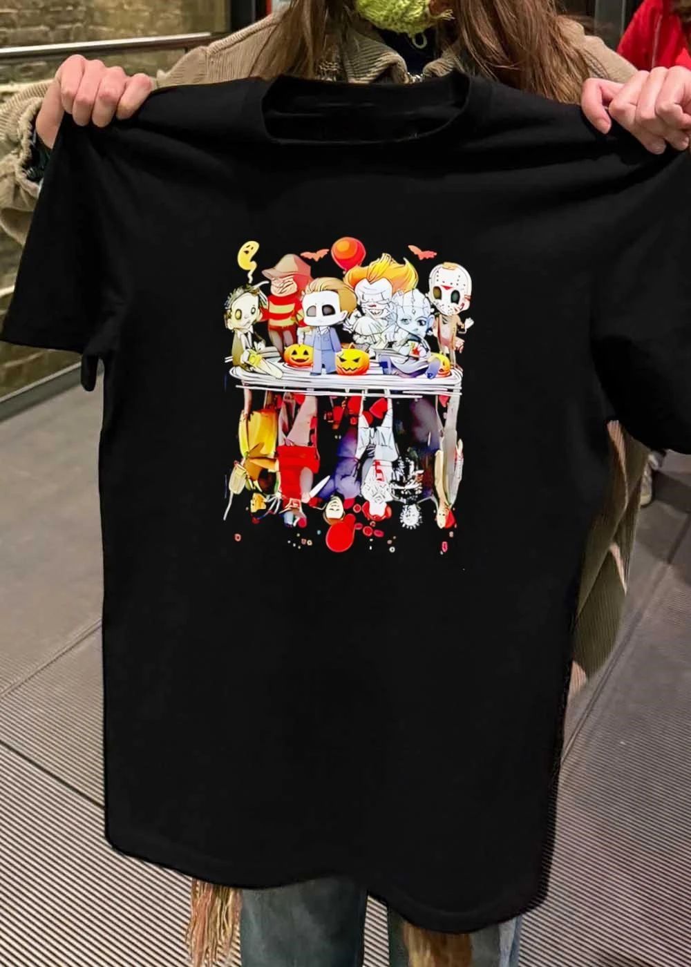 Horror Icons Chibi Halloween Characters Upside Down Reflection shirt