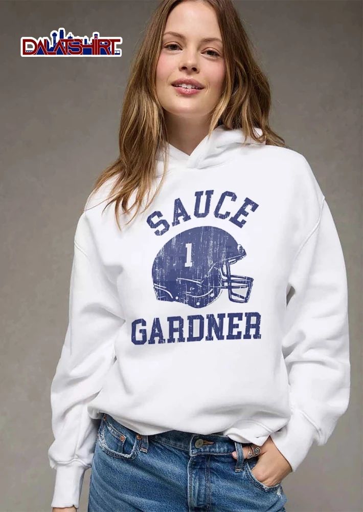 Sauce Gardner Distressed Vintage Blue Football Helmet Number 1 shirt