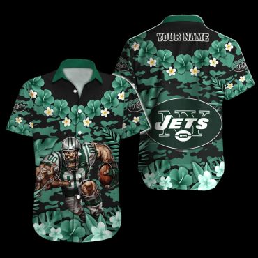 Personalized New York Jets Floral Camo Hawaiian Shirt