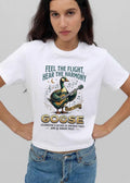 Goose Feel The Flight Hear Harmony Cosmic Journey Playing Guitar Musical Notes Moon shirt