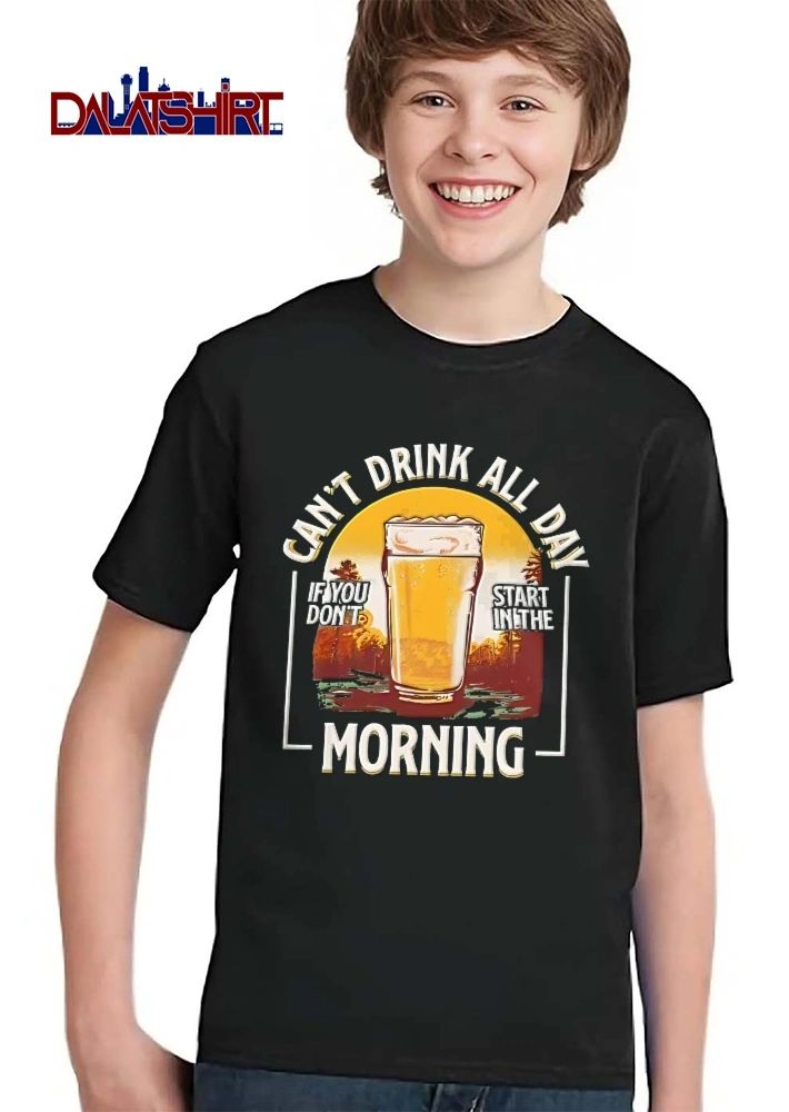 Cant Drink All Day If You Dont Start In The Morning Pint Beer Glass Sunset Retro shirt