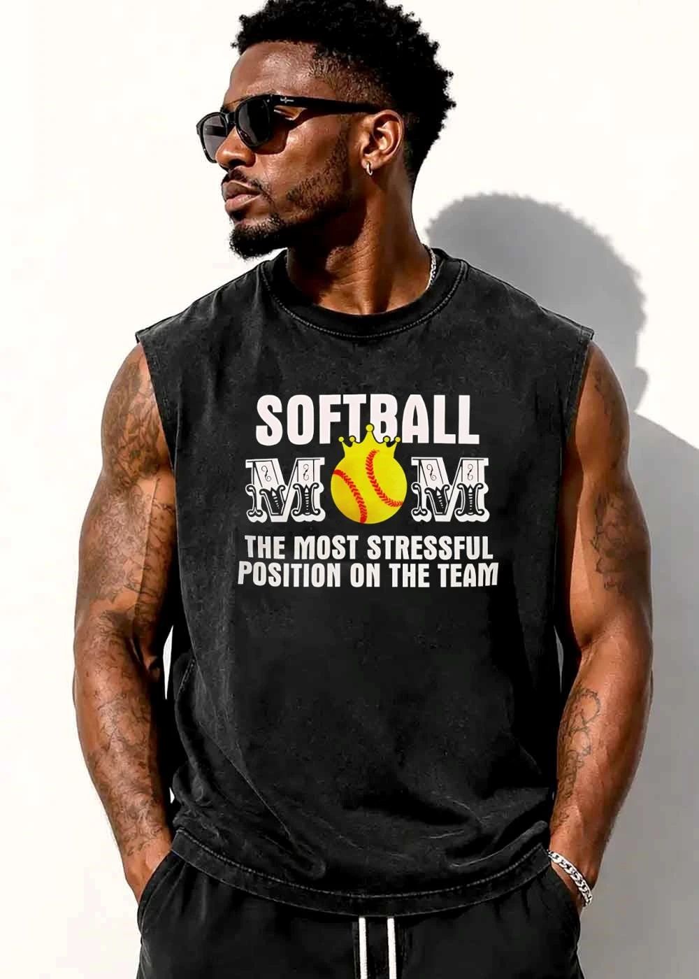 Softball Mom The Most Stressful Position On Team Yellow Crown Ball shirt