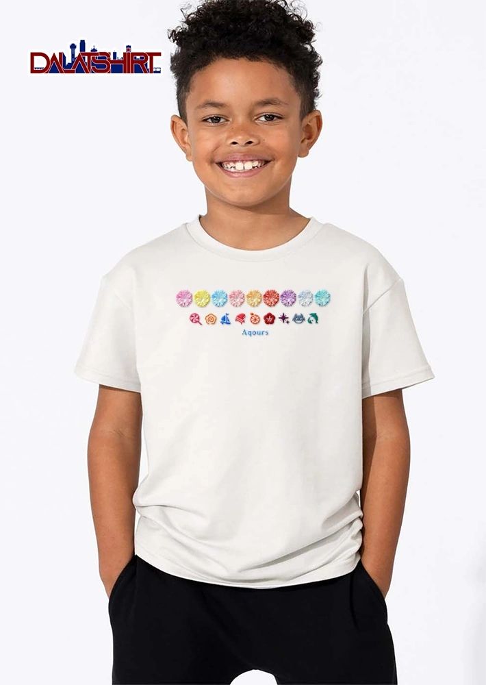 Aqours Colorful Pom Poms Anime Idol Character Member Symbols Icons shirt