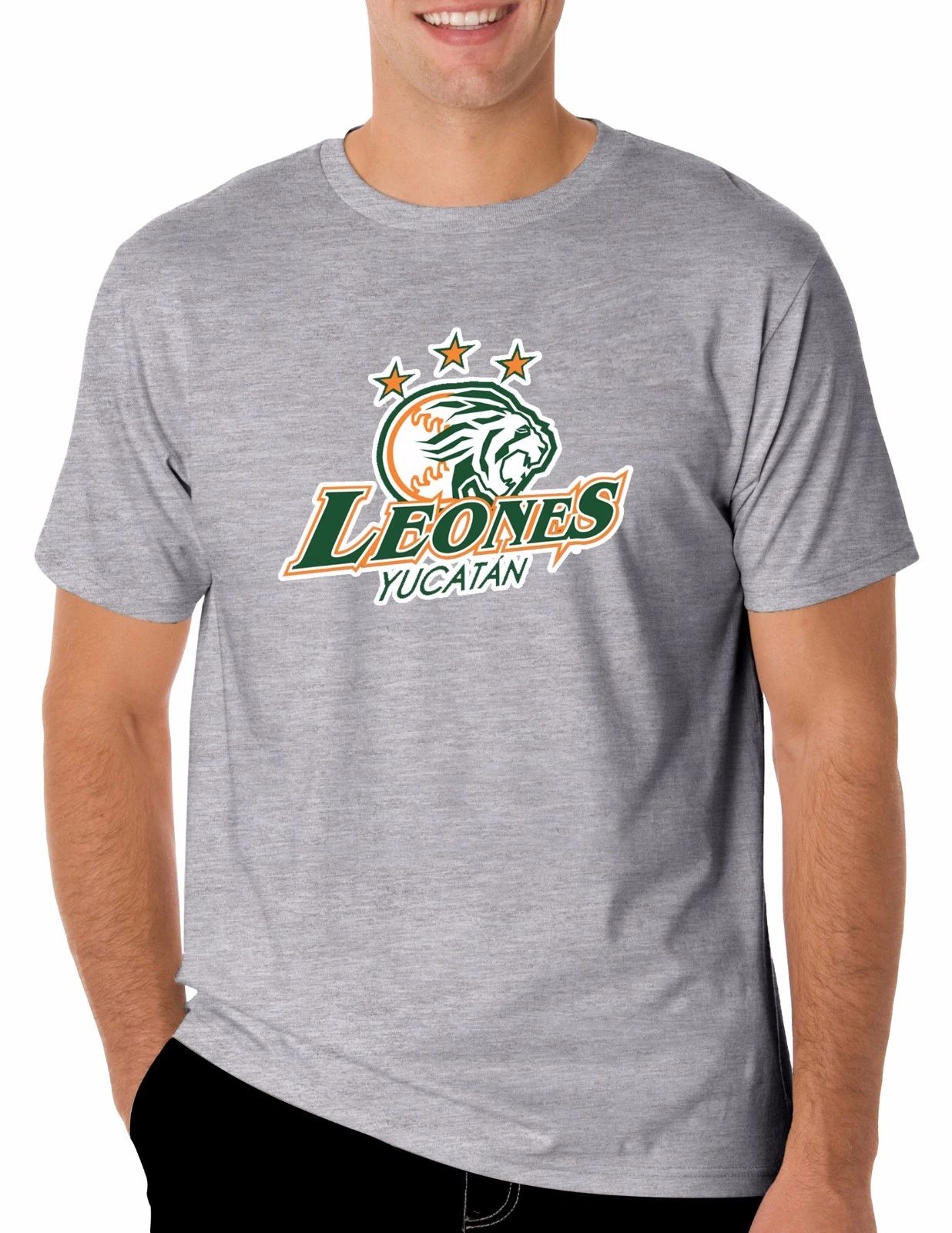 Baseball Leones de Yucatan T-Shirt for Men's Color Gray 100% Cotton