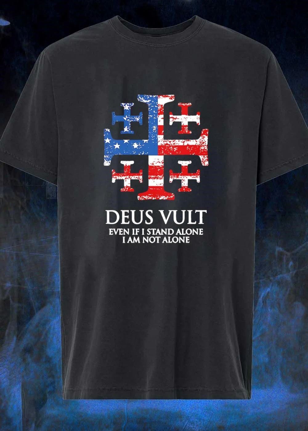 Jerusalem Cross Patriotic Apparel Deus Vult Even If I Stand Alone Shirt