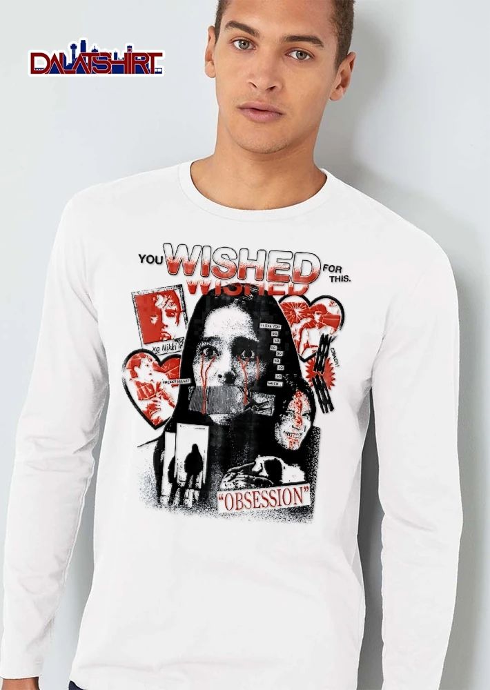 You Wished For This Obsession Nikki Freaky Woman Taped Mouth Blood Tears Heart Polaroid Halftone shirt