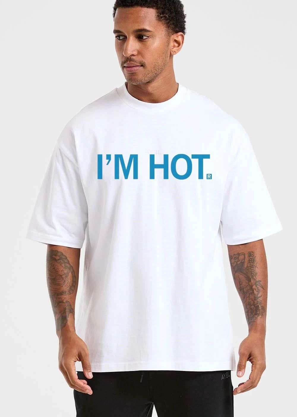 Im Hot Are Simple Bright Blue Bold Block Lettering Typography Text shirt