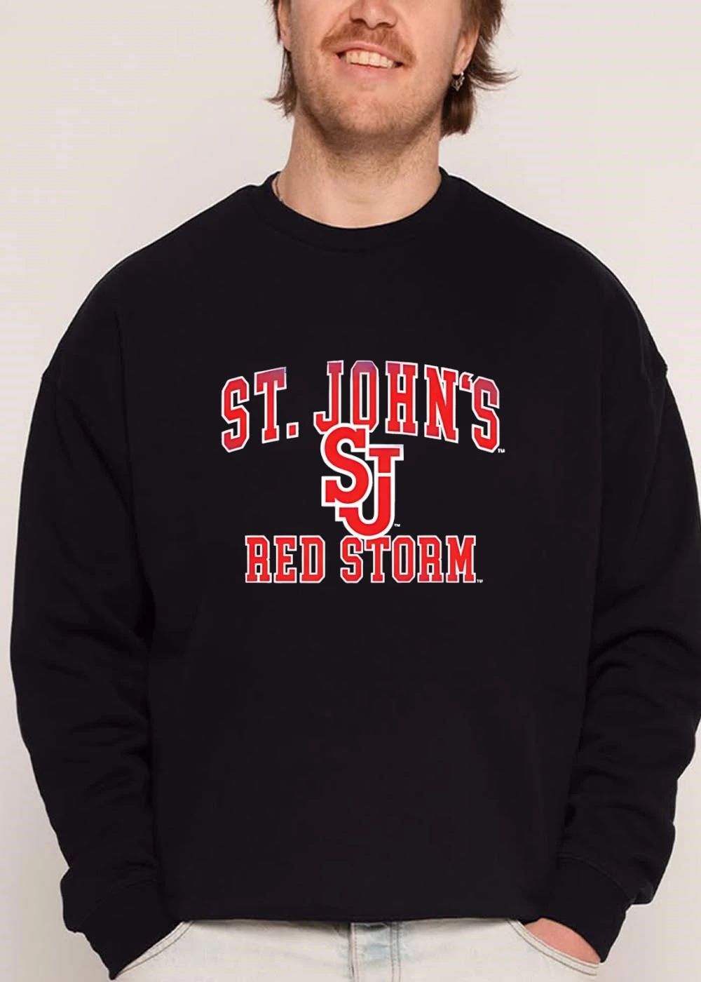 St Johns Red Storm NCAA Arch Lettering Interlocking Monogram Logo shirt