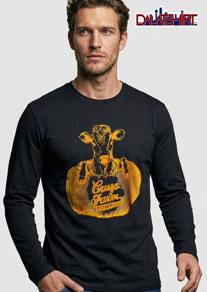 Cruze Farm Dairy Cow Head Hooves Emerging From Glowing Pumpkin Line Art shirt