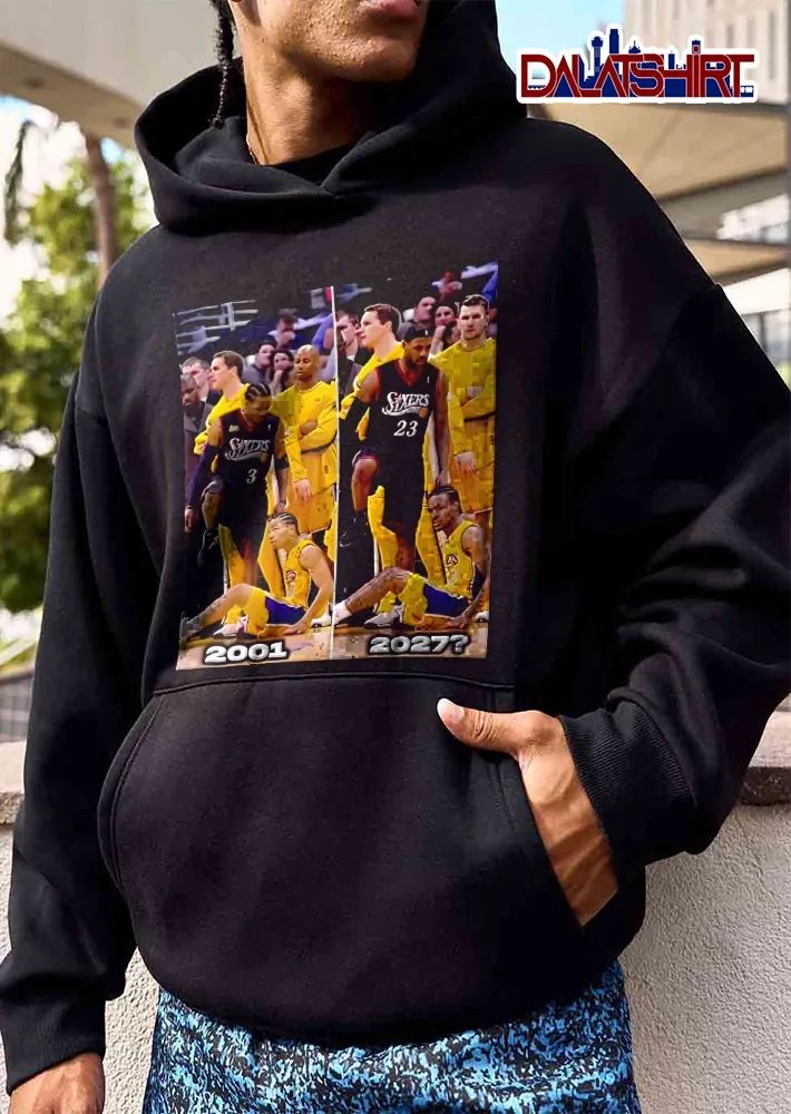 Philadelphia Sixers Allen Iverson stepping over Tyronn Lue 2001 and 2027 shirt