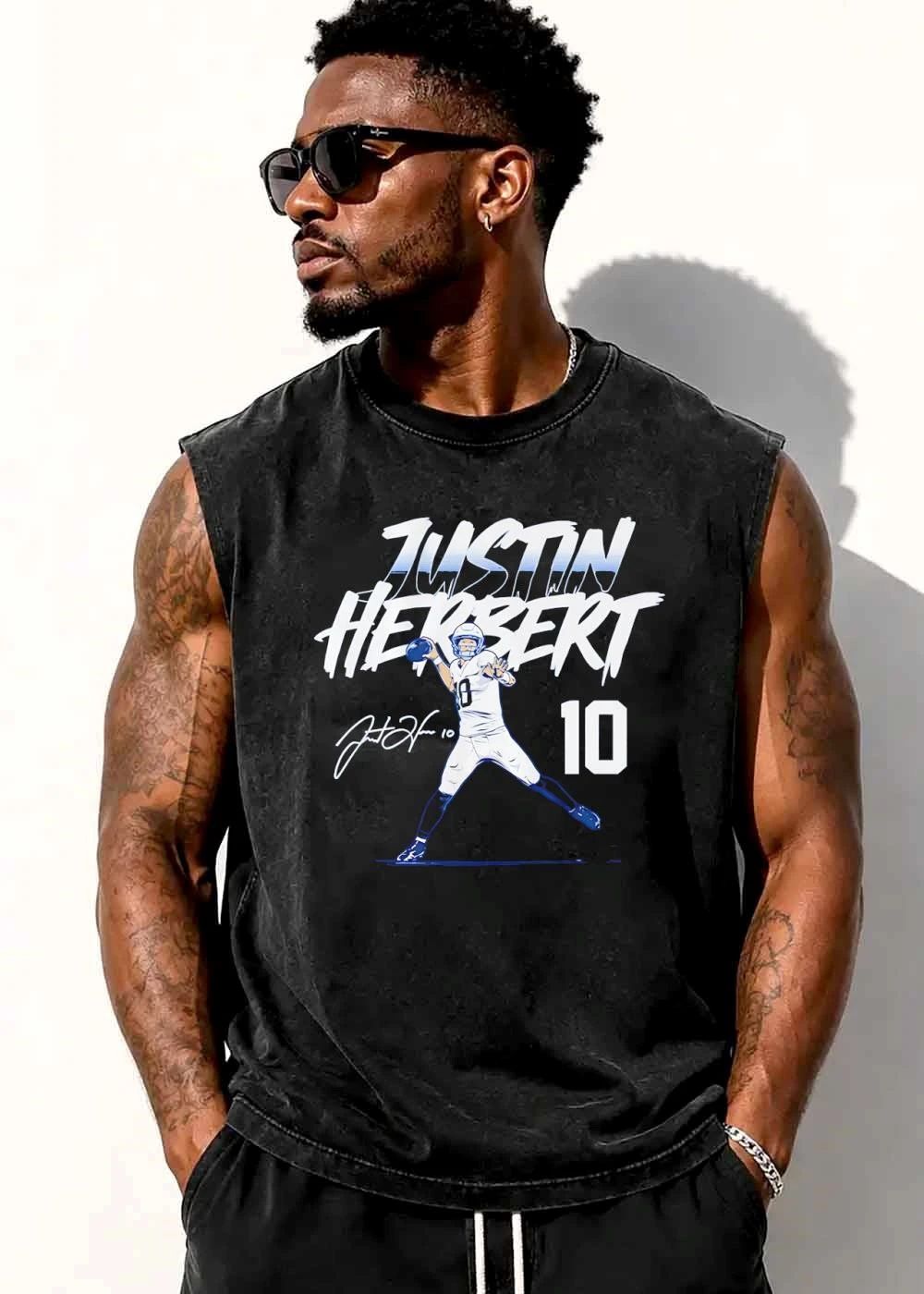 Justin Herbert 10 Quarterback Throwing Football Stylized Signature shirt