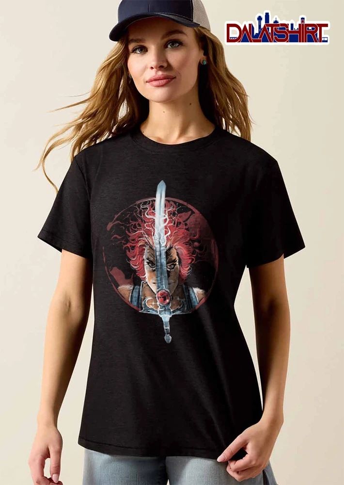 Lion O Thundercats Holding Sword Of Omens Eye Of Thundera Red Circle Background shirt