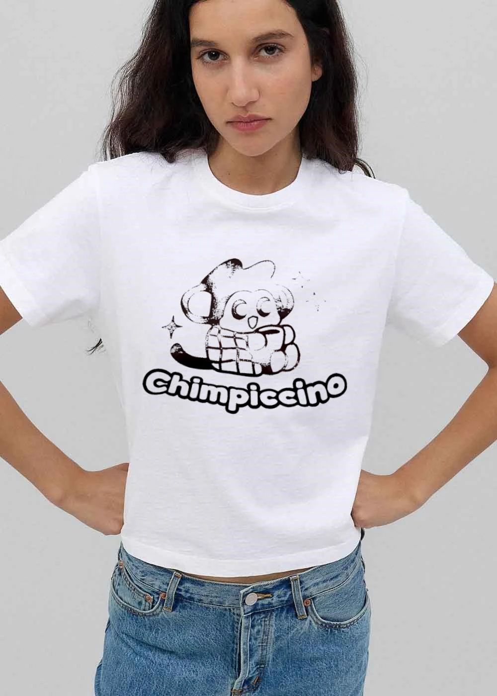 Chimpiccino Cartoon Chimpanzee Plaid Blanket Coffee Cup Distressed shirt