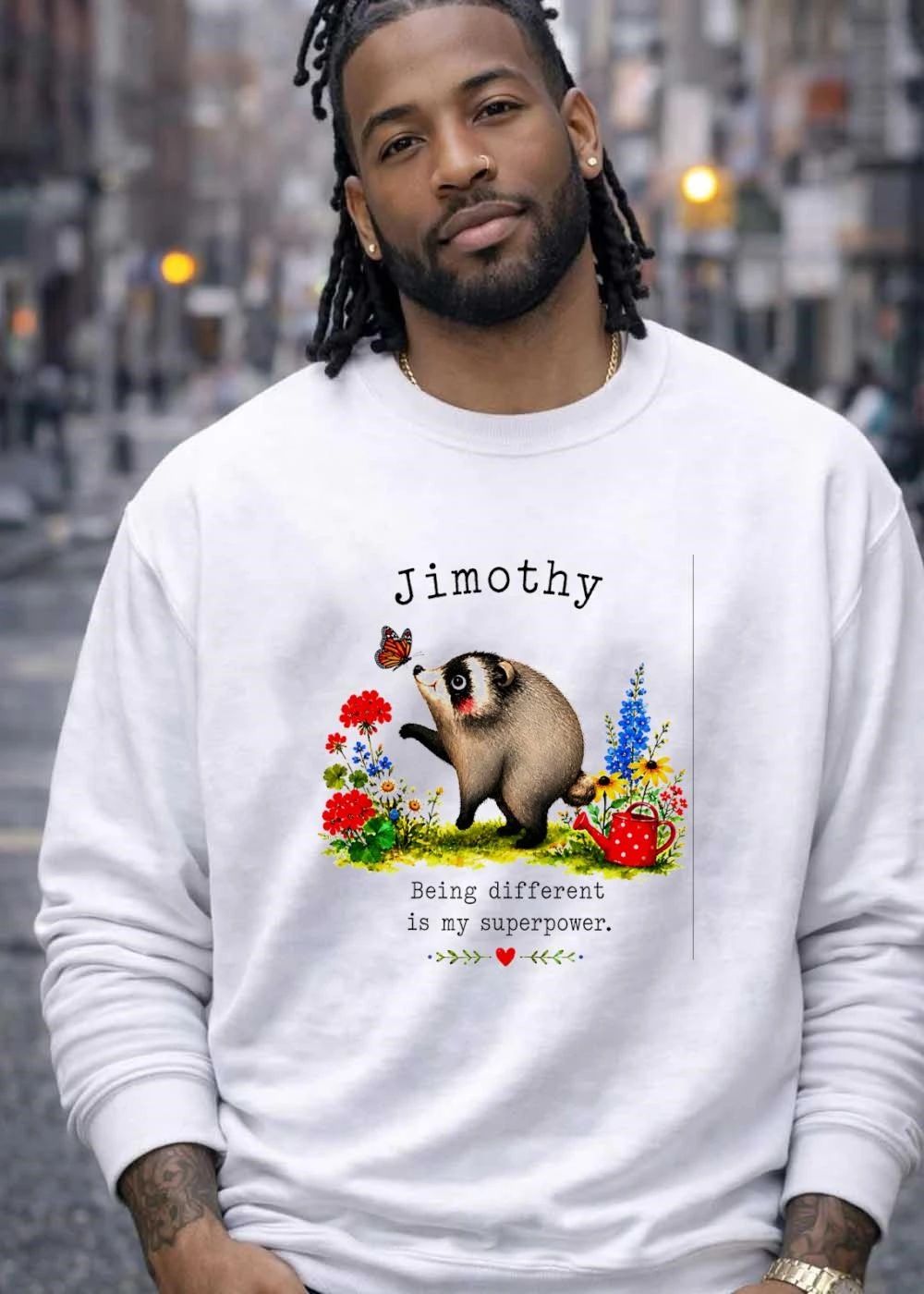 Jimothy The Raccoon Greeting A Butterfly Being Different Is My Superpower Shirt