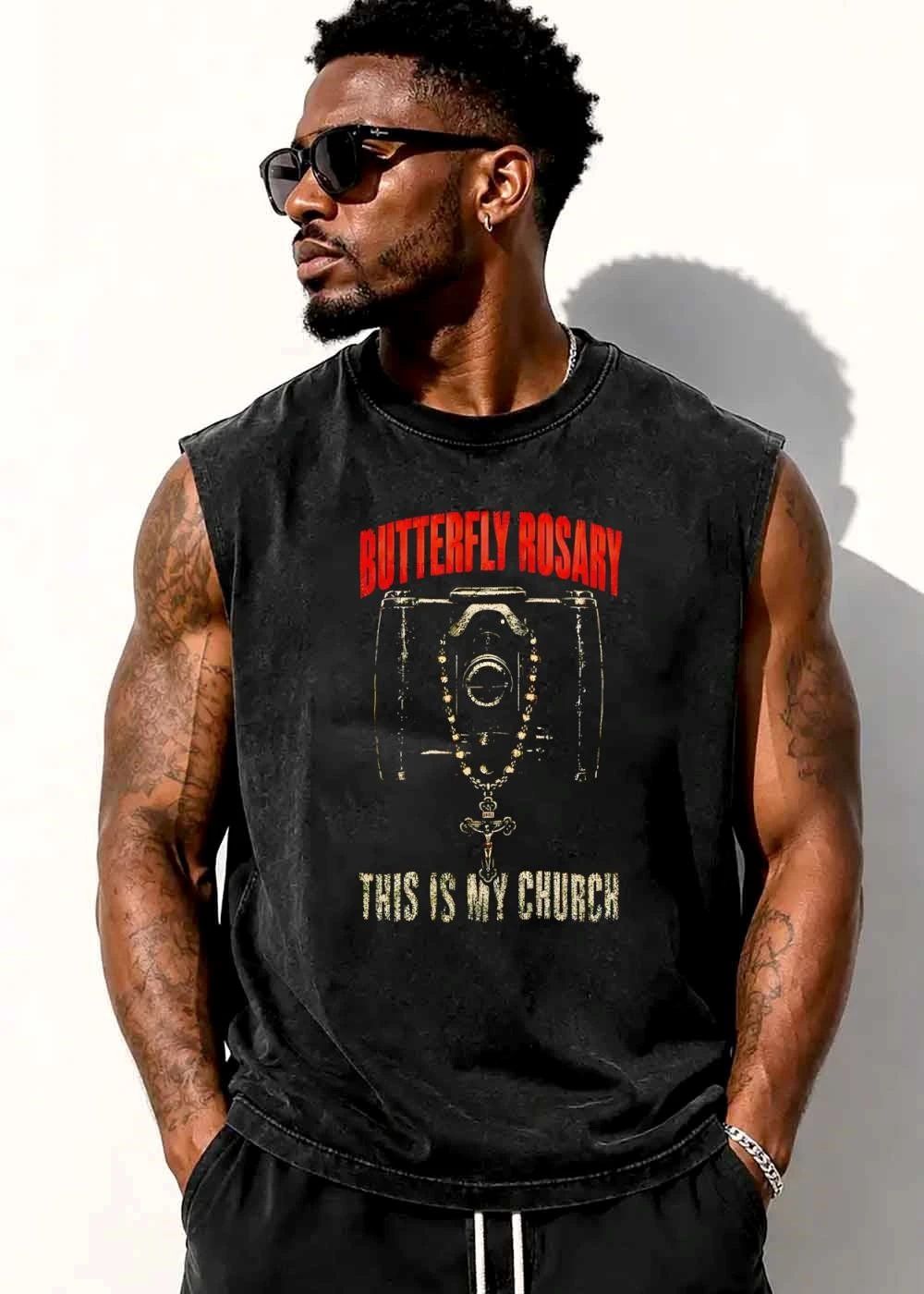 Butterfly Rosary This Is My Church Vintage Camera Crucifix Pendant shirt