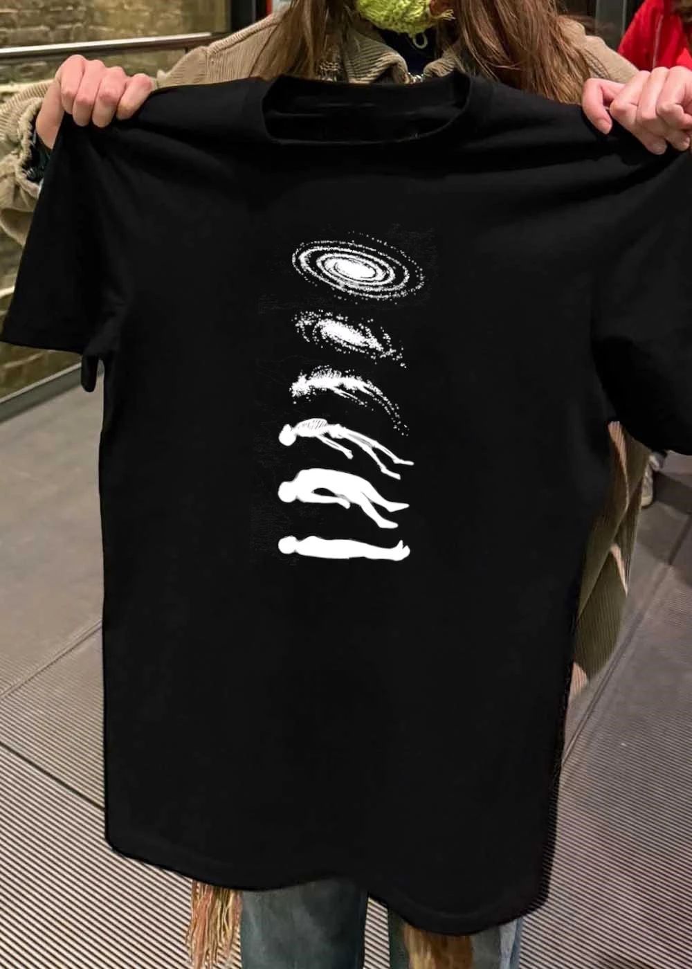 Ascending Galaxy Man Skeleton Floating Human Evolution shirt