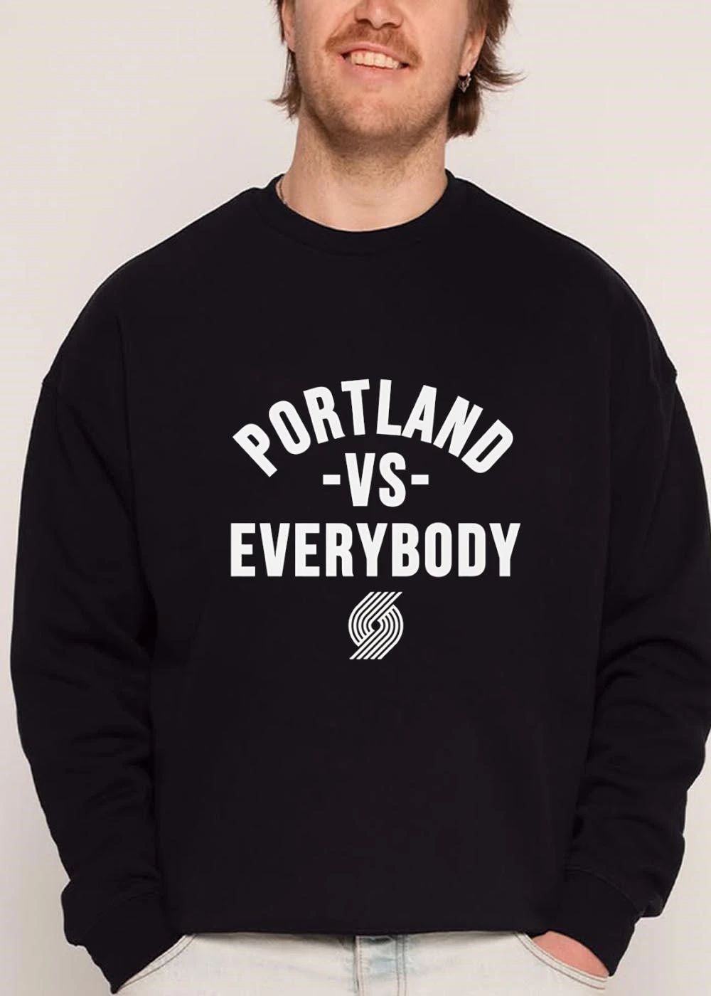 Portland Trail Blazers NBA Vs Everybody Arched Text Pinwheel Logo shirt