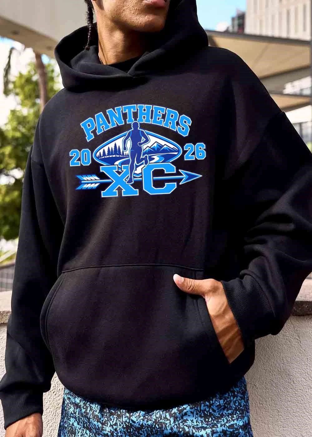 Panthers Xc 2026 Runner Silhouette Forest Mountains River Arrow shirt