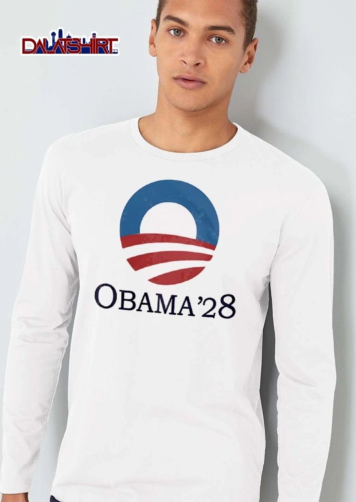 Obama 28 Presidential Campaign Blue Circle Curved Red Waves Emblem shirt
