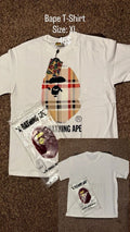 A Bathing Ape XL White Graphic Logo Crew Neck Cotton Men's Short Sleeve T-Shirt