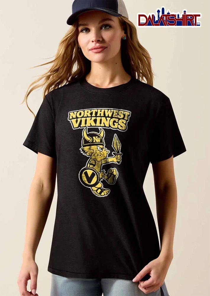 Northwest Vikings Cartoon Mascot Holding Golden Sword Shield shirt