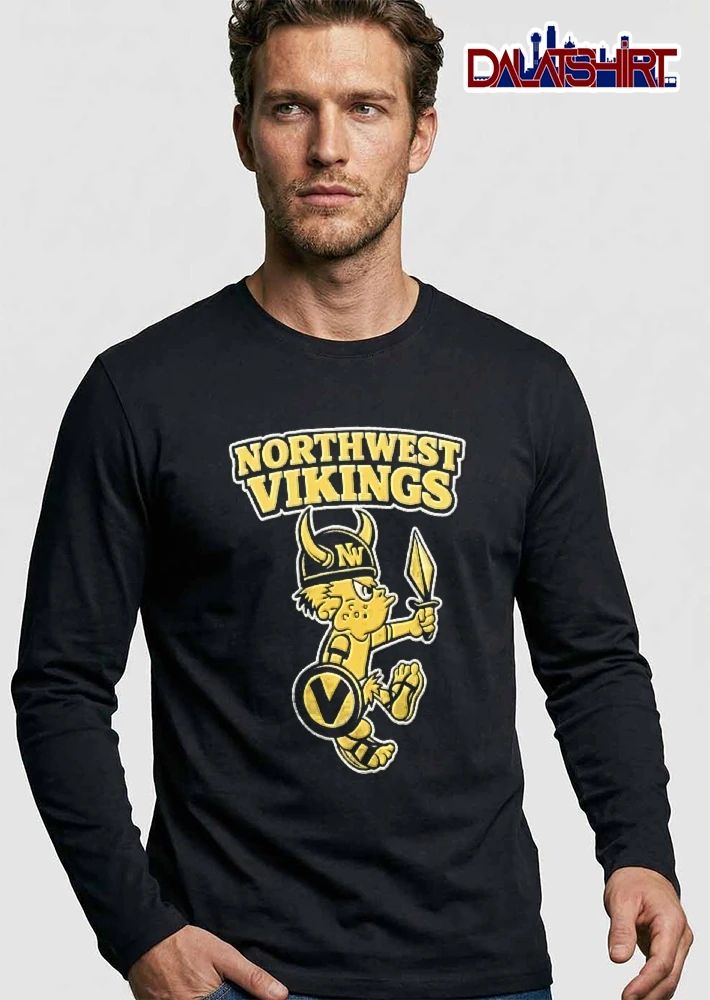 Northwest Vikings Cartoon Mascot Holding Golden Sword Shield shirt