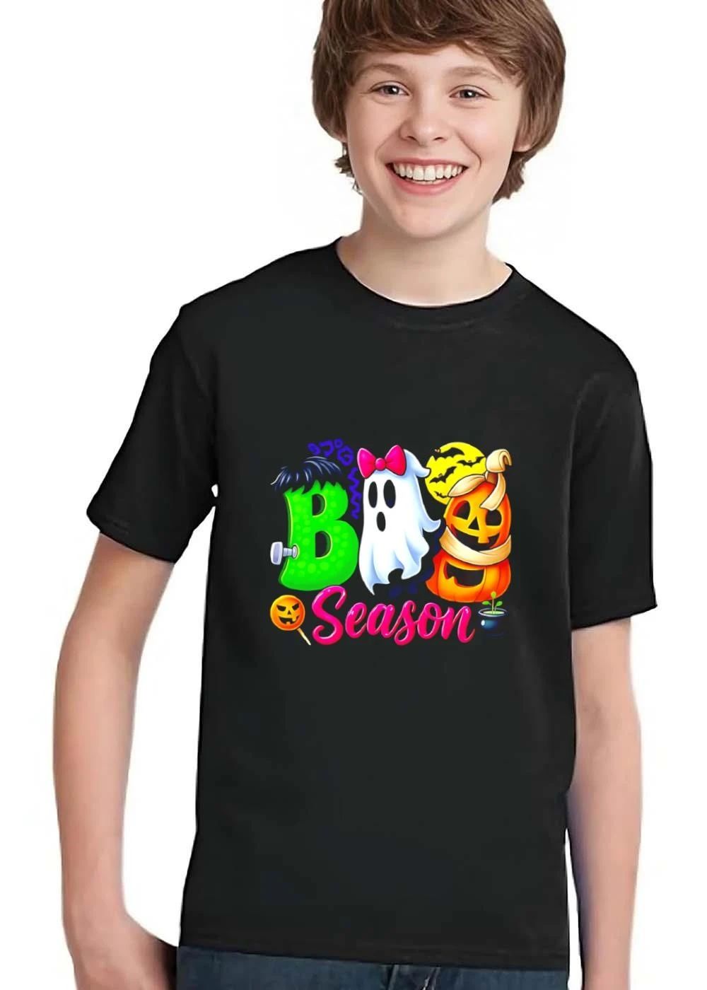 Boo Season Cartoon Frankenstein Ghost Jack O Lantern Moon shirt