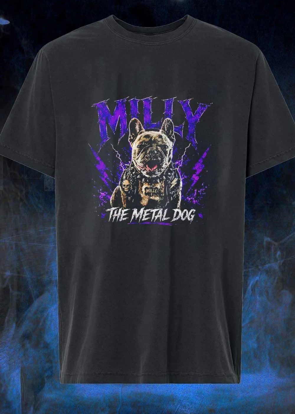 Milly The Metal Dog Graphic Frenchie Rocker T-Shirt