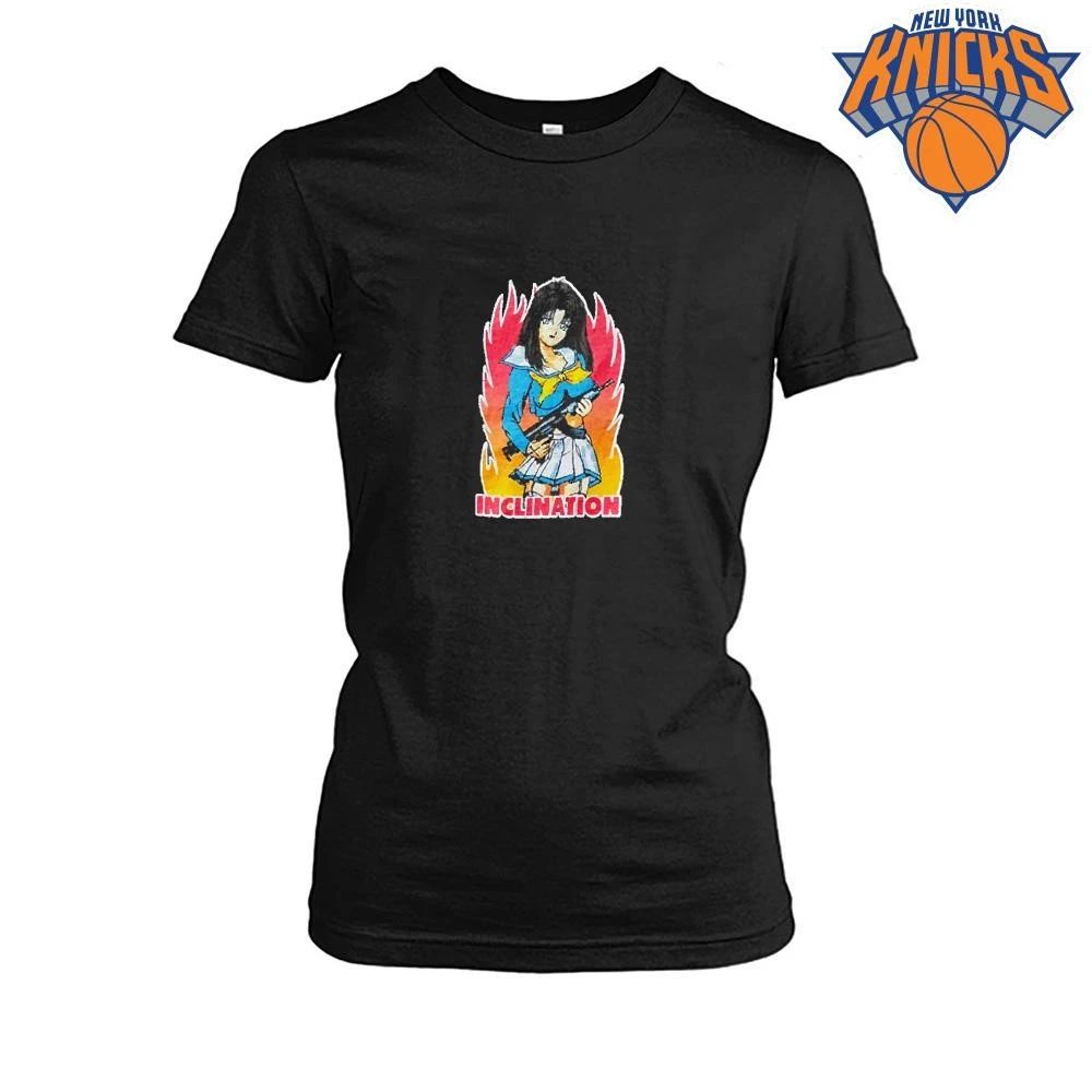 Inclination Anime Girl With Weapon On Fire Graphic Shirt