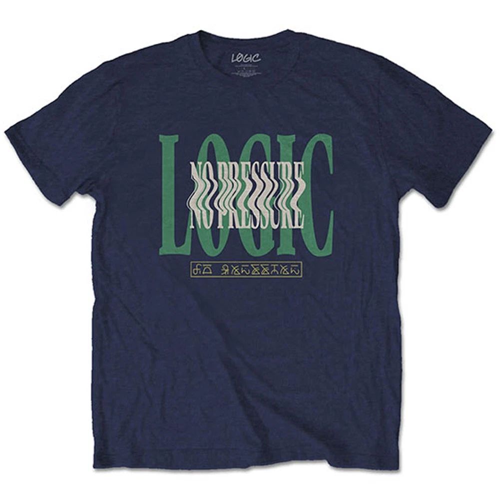 Men's Logic Wavy (Back Print) Slim Fit T-shirt Medium Navy