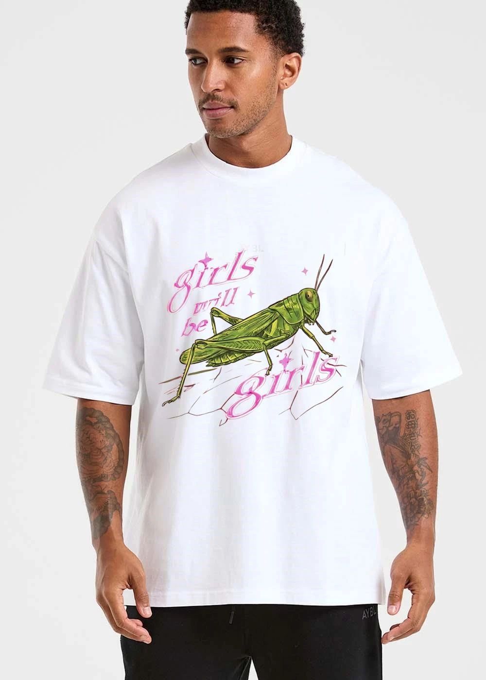Girls Will Be Green Grasshopper Pink Sparkles Illustration shirt
