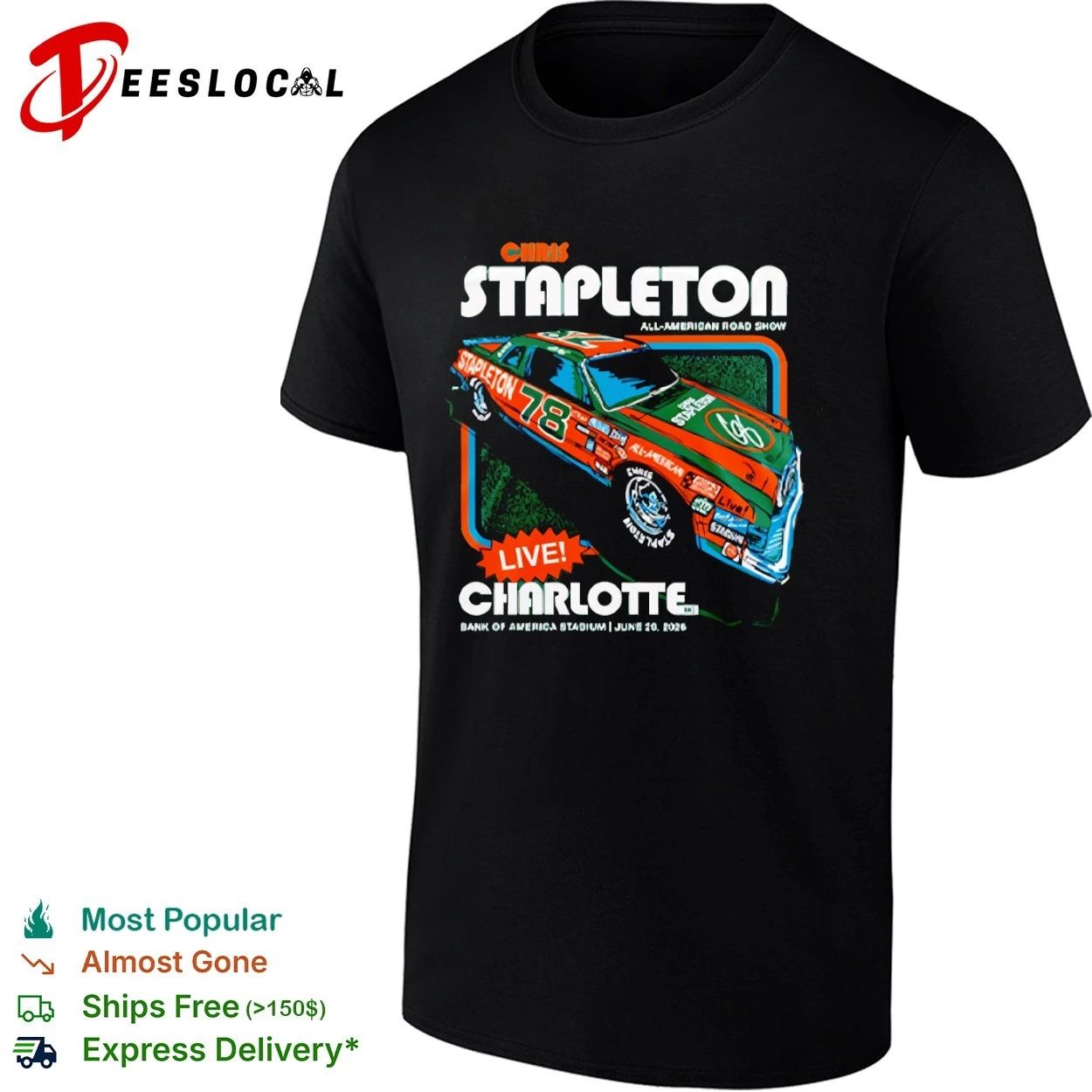 Chris Stapleton All-American Road Show Live Charlotte Bank of America Stadium T-shirt