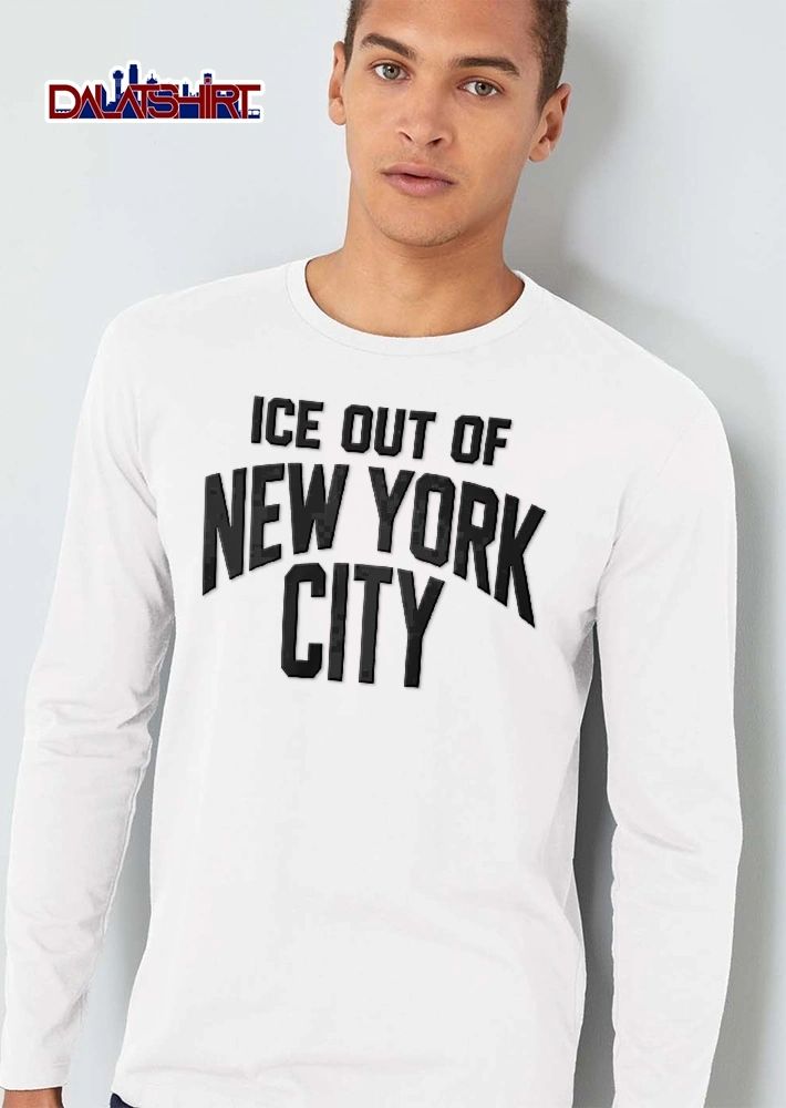 Ice Out Of New York City Black Arched Varsity Typography shirt