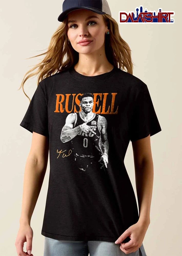 Russell Westbrook 0 Orange Name Signature Shirt