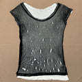 Yohji Yamamoto Damage Layered Tee Short Sleeve Black Used Stylish 56cm