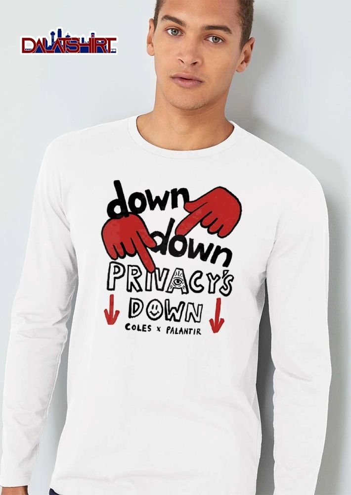 Coles X Palantir Down Privacys Red Pointing Hands Eye Smiley Cartoon shirt
