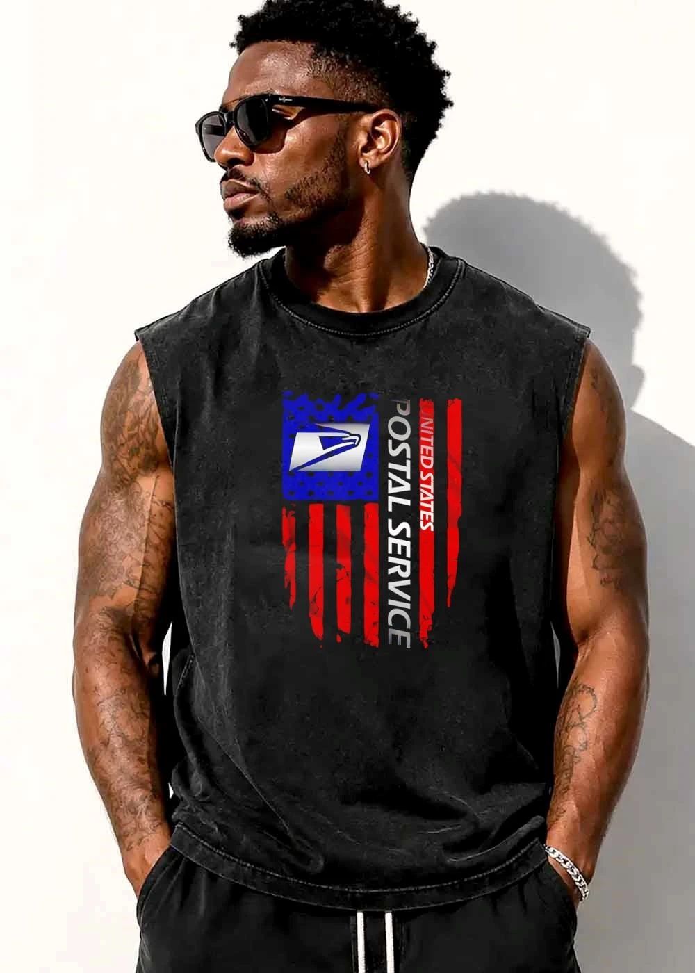 United States Postal Service Eagle Logo Distressed American Flag shirt