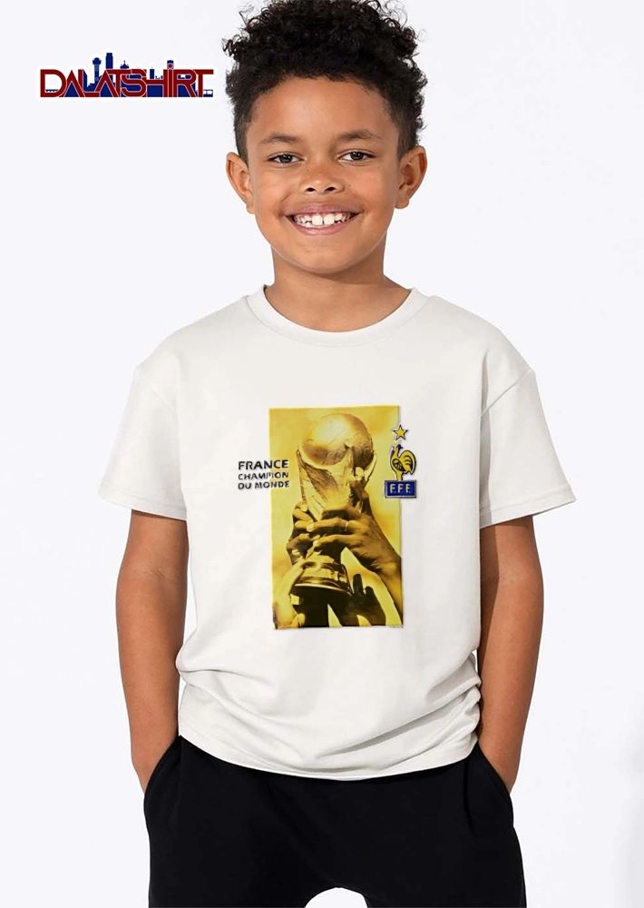 France Champion Du Monde FFF Hands Holding World Cup Trophy One Star Logo shirt