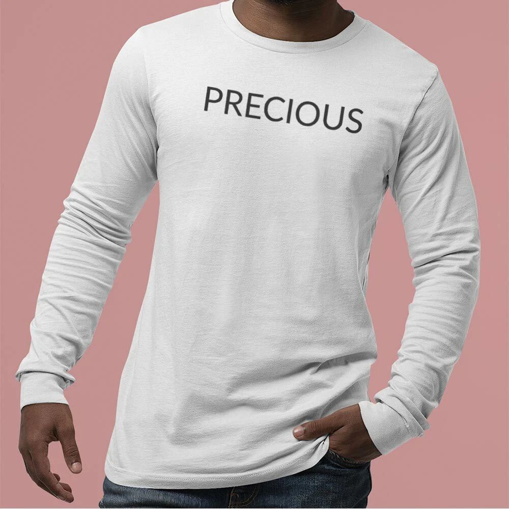 PRECIOUS UnisexTshirtLongSleeve-Simple Minimal Printed One Liner