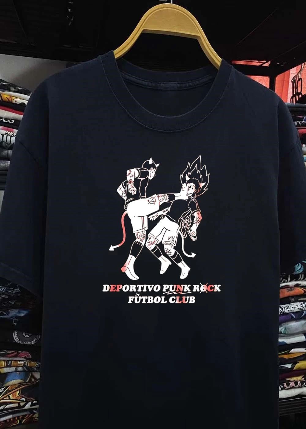 Punk Rock Devil Soccer Fighting Blood Todo Onava Goool Deportivo Punk Rock Fútbol Club Shirt