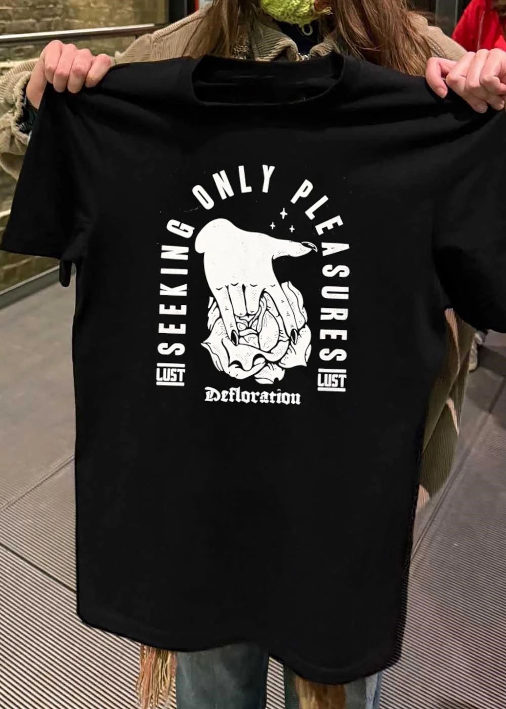 Defloration Seeking Only Pleasures Lust Hand Holding Rose shirt